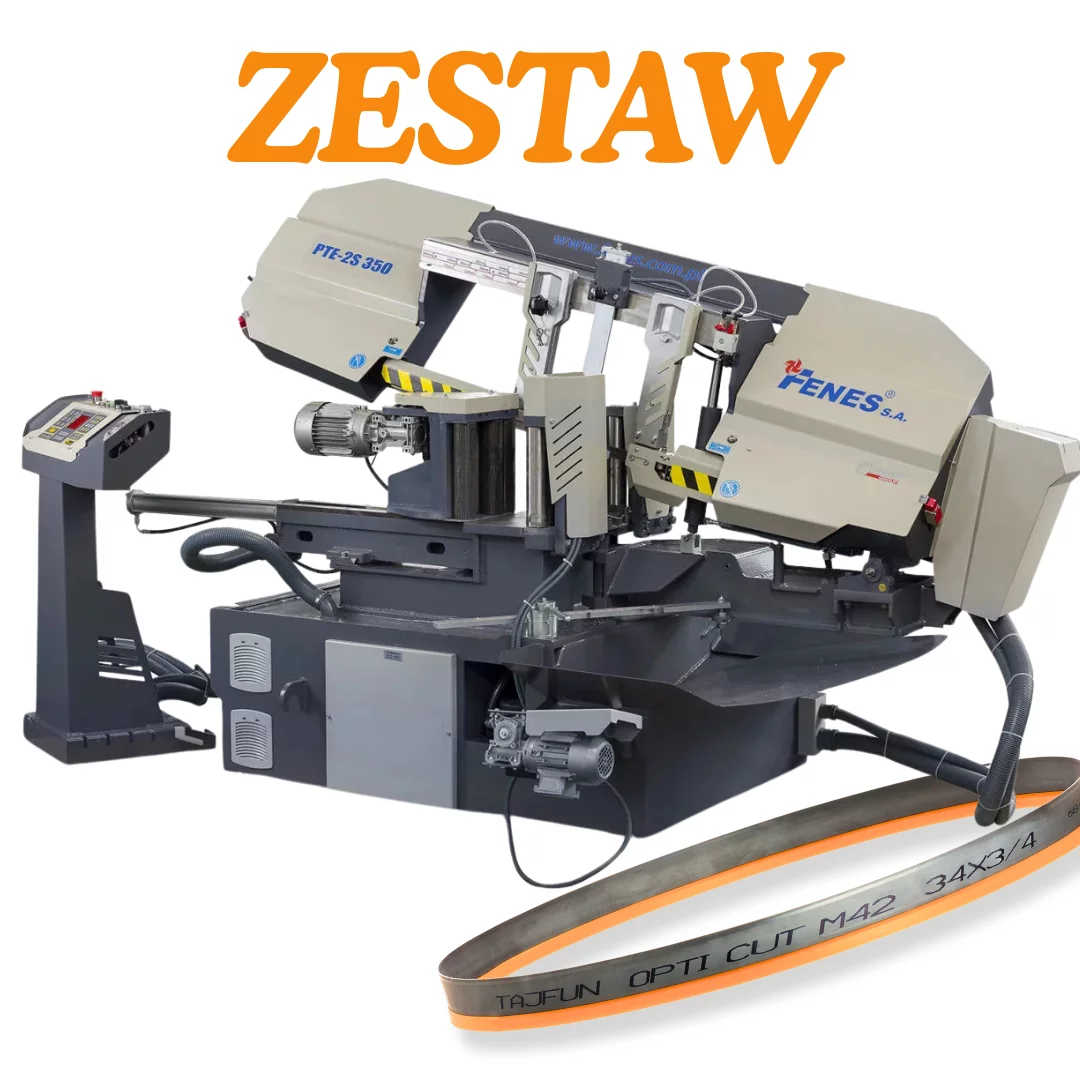 Przecinarka taśmowa automatyczna do metalu FENES PTE - 2S 350 + Piła taśmowa do metalu FENES BEST CUT M51 34 x 1,1 - 5szt.