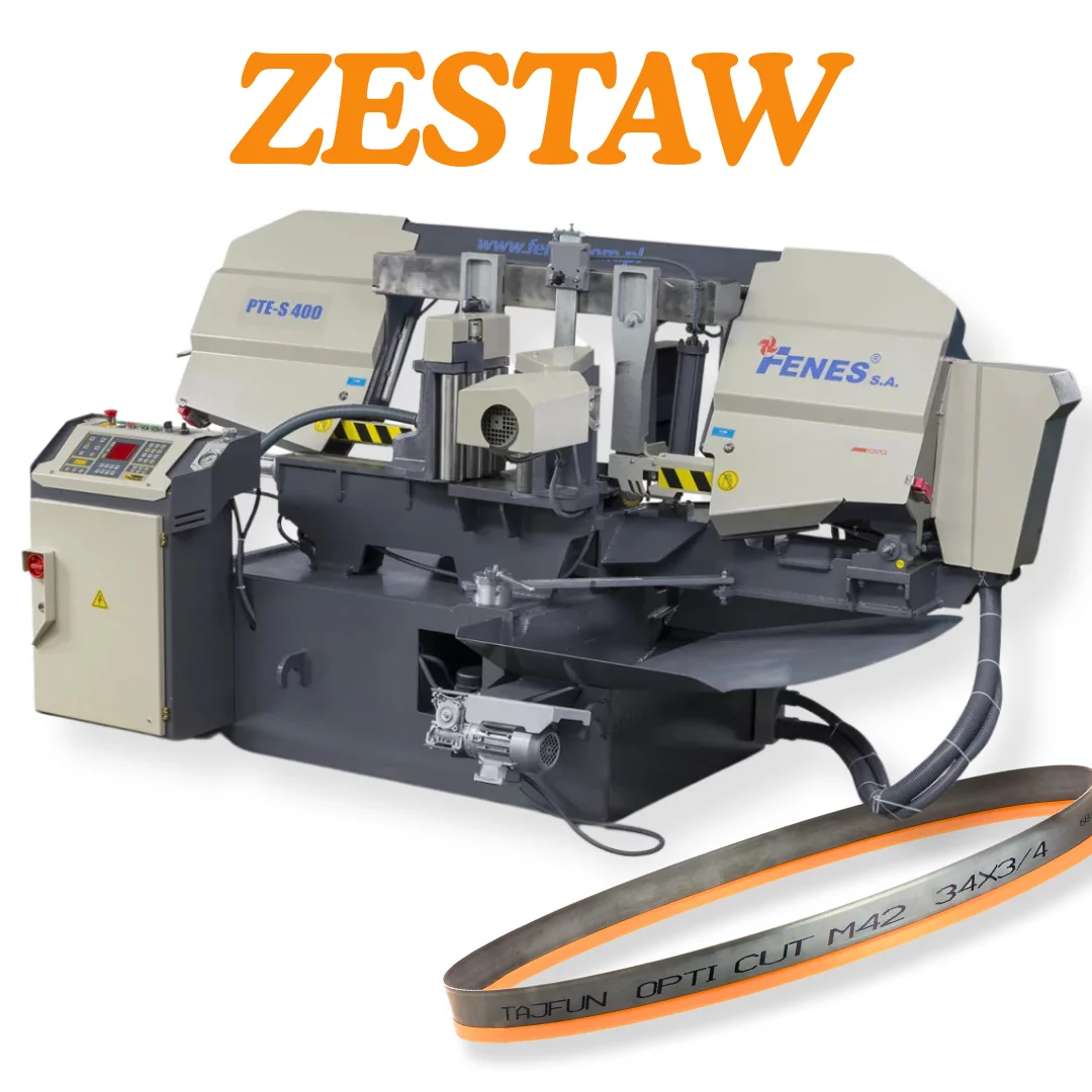 Przecinarka taśmowa automatyczna do metalu FENES PTE-S 400 + Piła taśmowa do metalu FENES M52 BEST CUT 41 x 1,3 - 5szt.