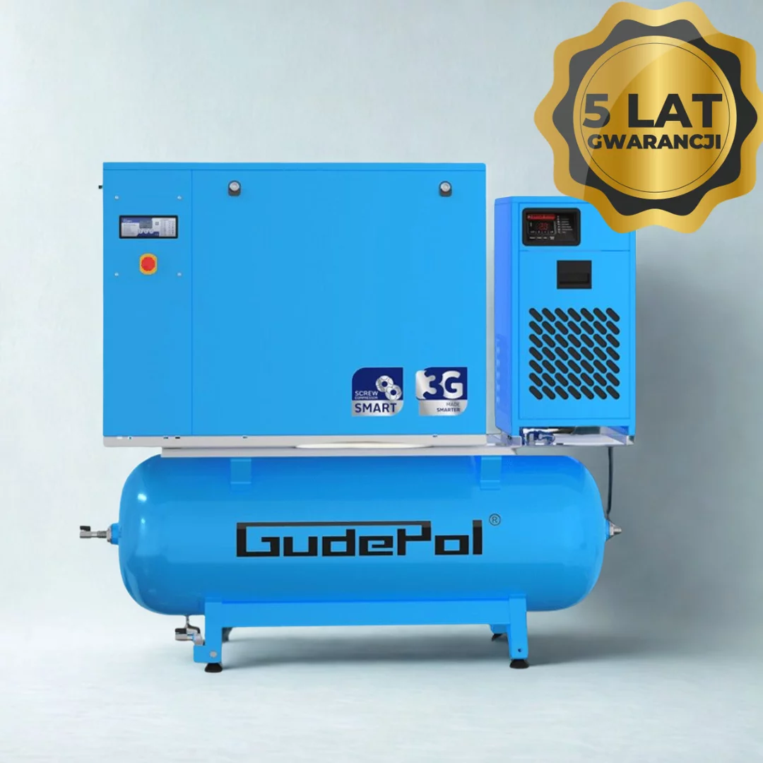 Kompresor śrubowy SMART 15kW 500L 10bar 1800l/min z osuszaczem i filtracją Gudepol